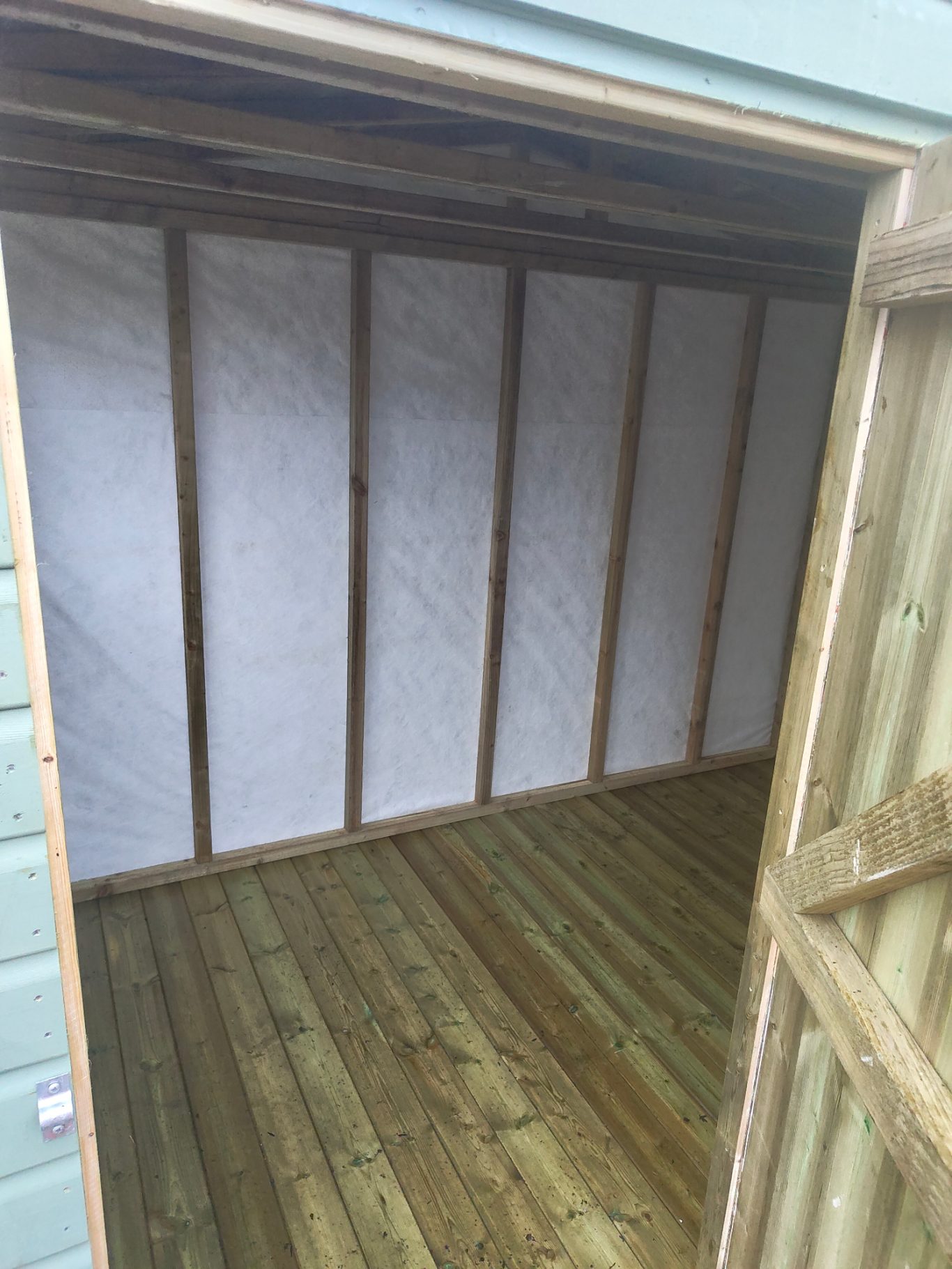 inside of the 3m x 1.8m (10ft x 6ft) Apex roof Painted shed